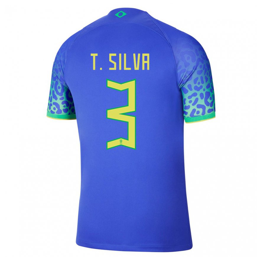 Kandiny Lapset Brasilian Thiago Silva #3 Sininen Vieraspaita 22-24 Lyhythihainen Paita T-paita