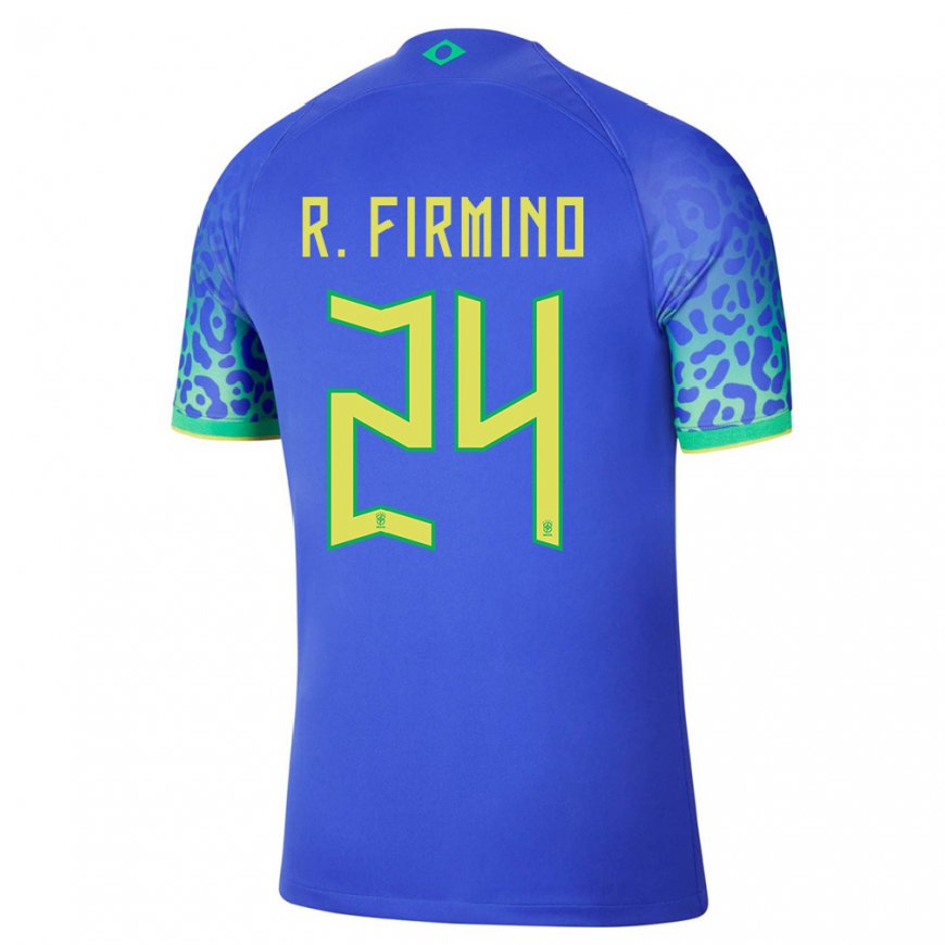 Kandiny Lapset Brasilian Roberto Firmino #24 Sininen Vieraspaita 22-24 Lyhythihainen Paita T-paita