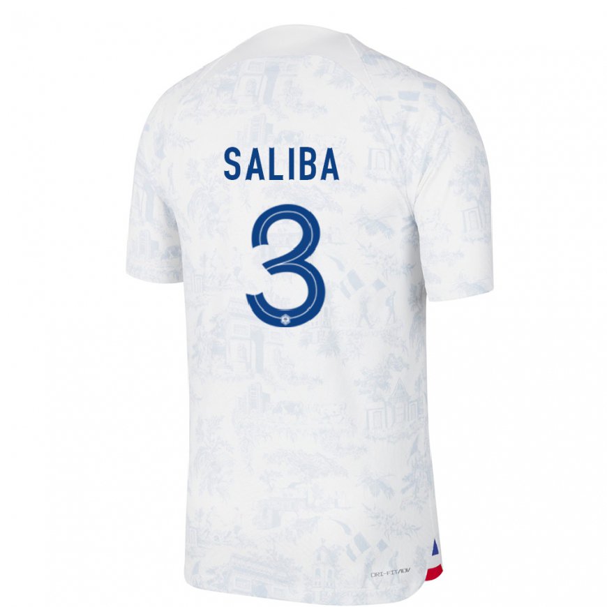 Kandiny Lapset Ranskan William Saliba #3 Valkoinen Sininen Vieraspaita 22-24 Lyhythihainen Paita T-paita
