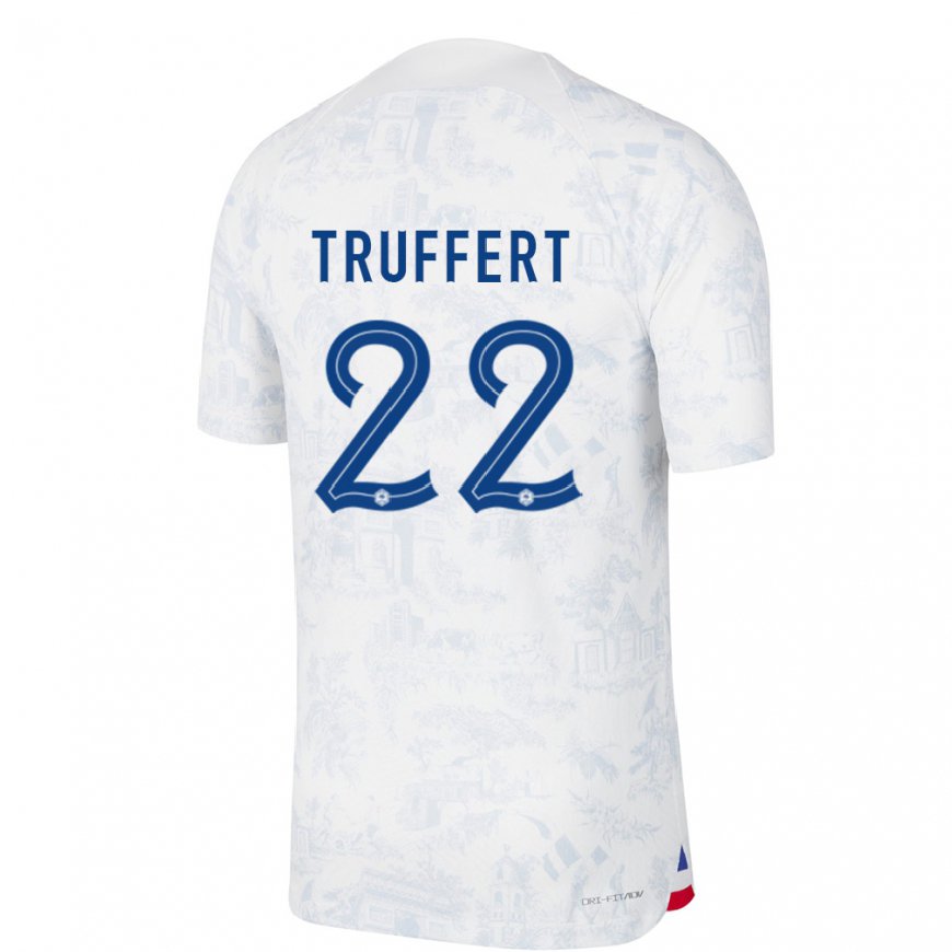 Kandiny Lapset Ranskan Adrien Truffert #22 Valkoinen Sininen Vieraspaita 22-24 Lyhythihainen Paita T-paita