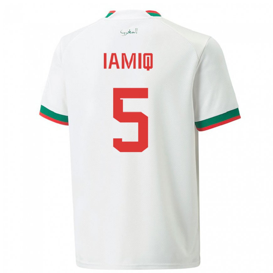 Kandiny Lapset Marokon Jawad Iamiq #5 Valkoinen Vieraspaita 22-24 Lyhythihainen Paita T-paita