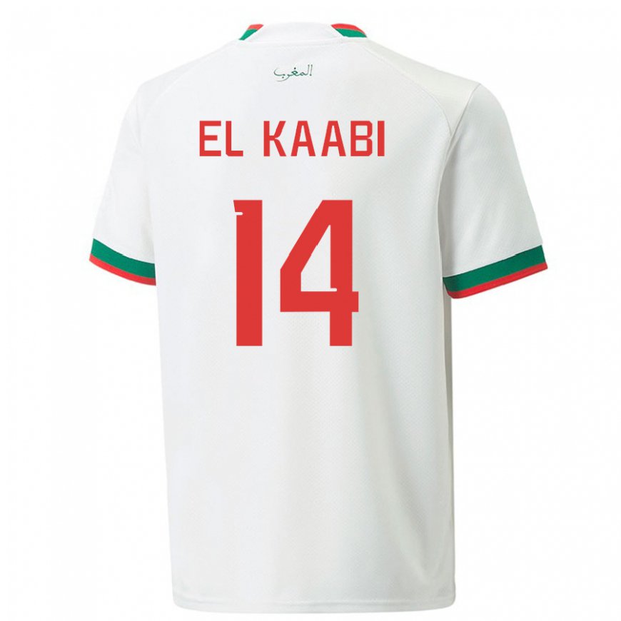 Kandiny Lapset Marokon Ayoub El Kaabi #14 Valkoinen Vieraspaita 22-24 Lyhythihainen Paita T-paita