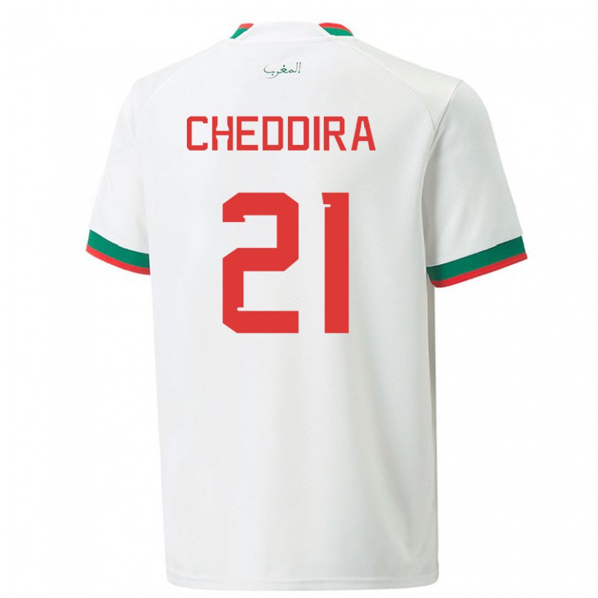 Kandiny Lapset Marokon Walid Cheddira #21 Valkoinen Vieraspaita 22-24 Lyhythihainen Paita T-paita