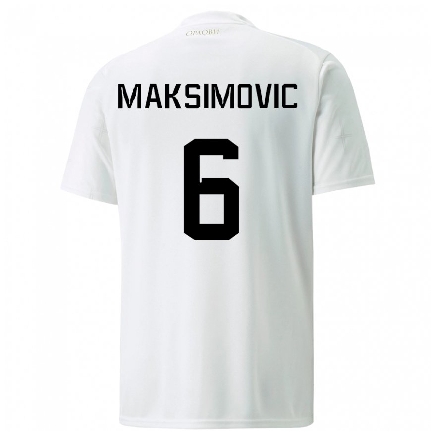 Kandiny Lapset Serbian Nemanja Maksimovic #6 Valkoinen Vieraspaita 22-24 Lyhythihainen Paita T-paita