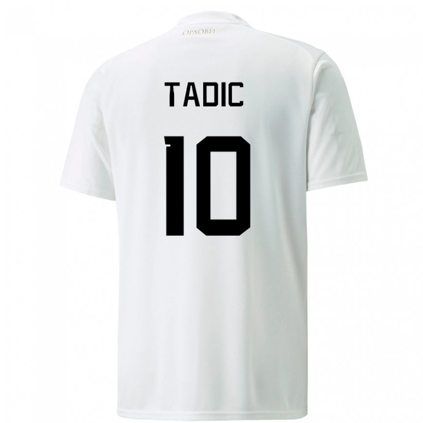 Kandiny Lapset Serbian Dusan Tadic #10 Valkoinen Vieraspaita 22-24 Lyhythihainen Paita T-paita