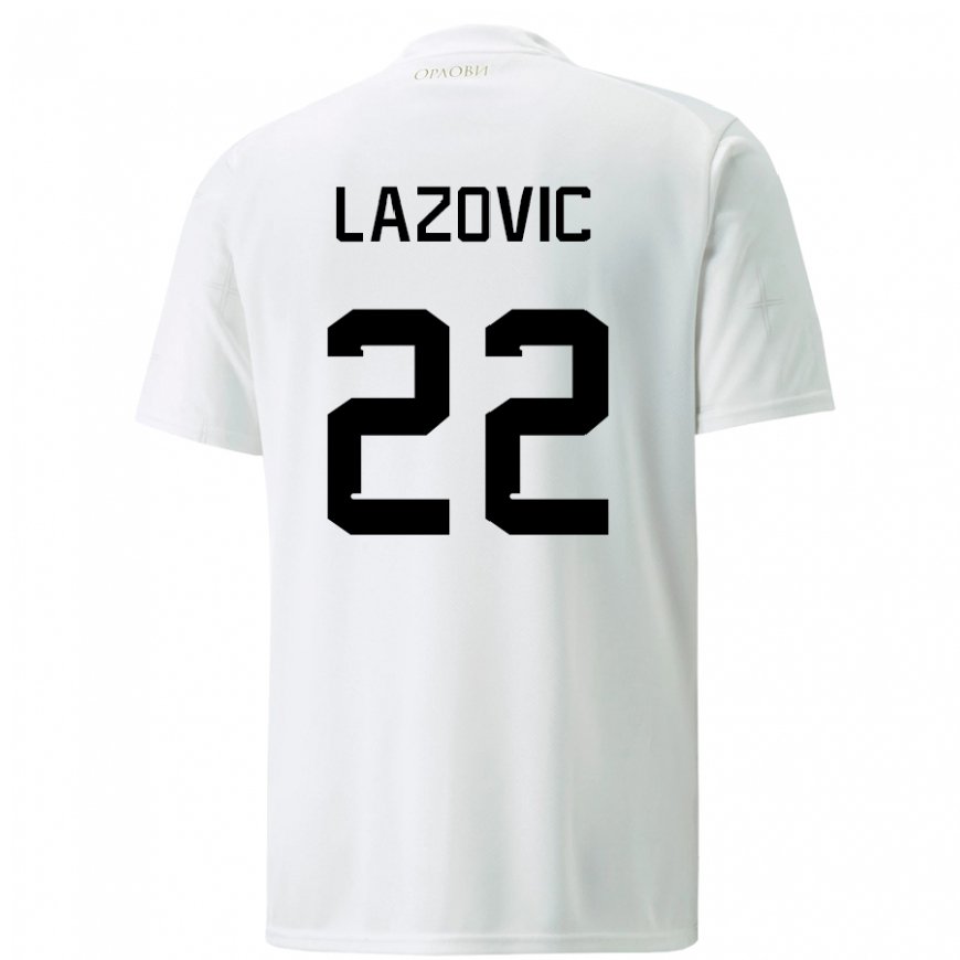 Kandiny Lapset Serbian Darko Lazovic #22 Valkoinen Vieraspaita 22-24 Lyhythihainen Paita T-paita
