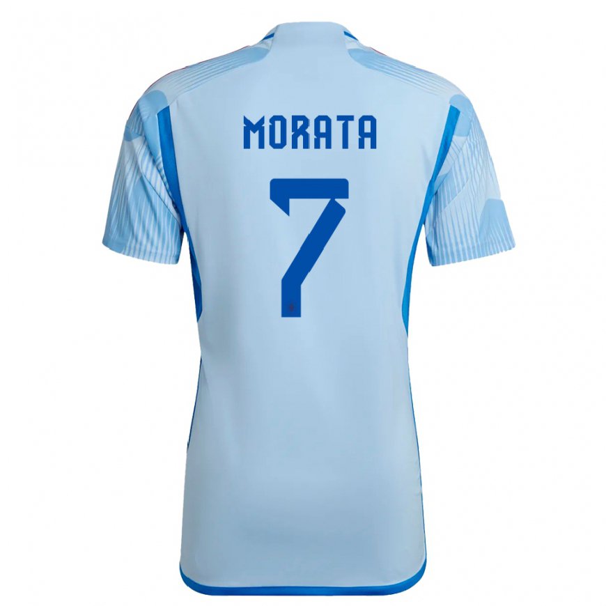 Kandiny Lapset Espanjan Alvaro Morata #7 Taivaansininen Vieraspaita 22-24 Lyhythihainen Paita T-paita