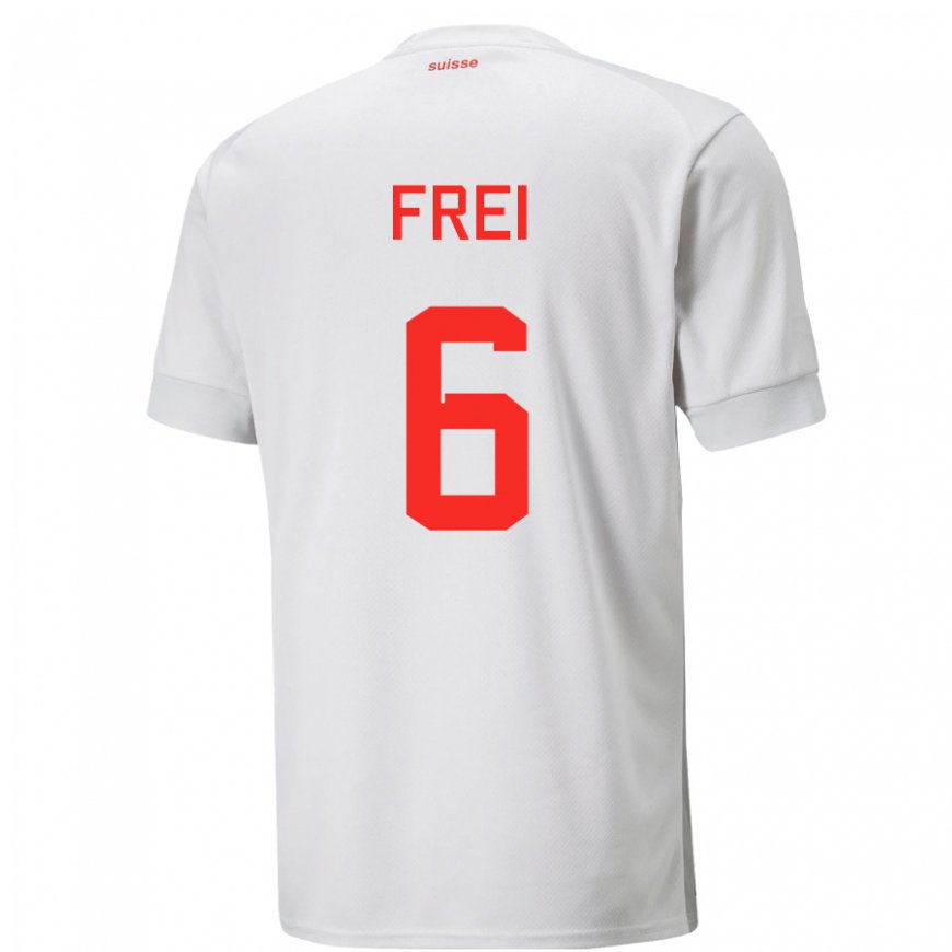 Kandiny Lapset Sveitsin Fabian Frei #6 Valkoinen Vieraspaita 22-24 Lyhythihainen Paita T-paita