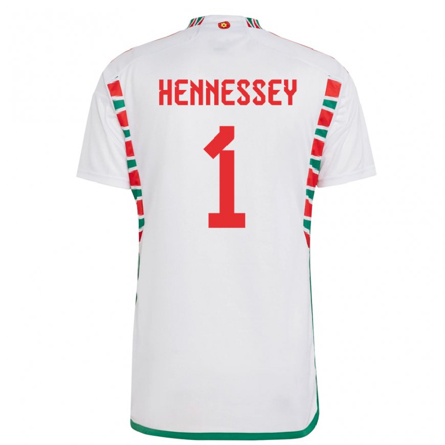 Kandiny Lapset Walesin Wayne Hennessey #1 Valkoinen Vieraspaita 22-24 Lyhythihainen Paita T-paita