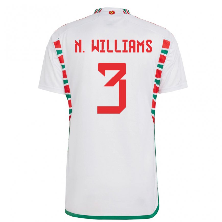 Kandiny Lapset Walesin Neco Williams #3 Valkoinen Vieraspaita 22-24 Lyhythihainen Paita T-paita