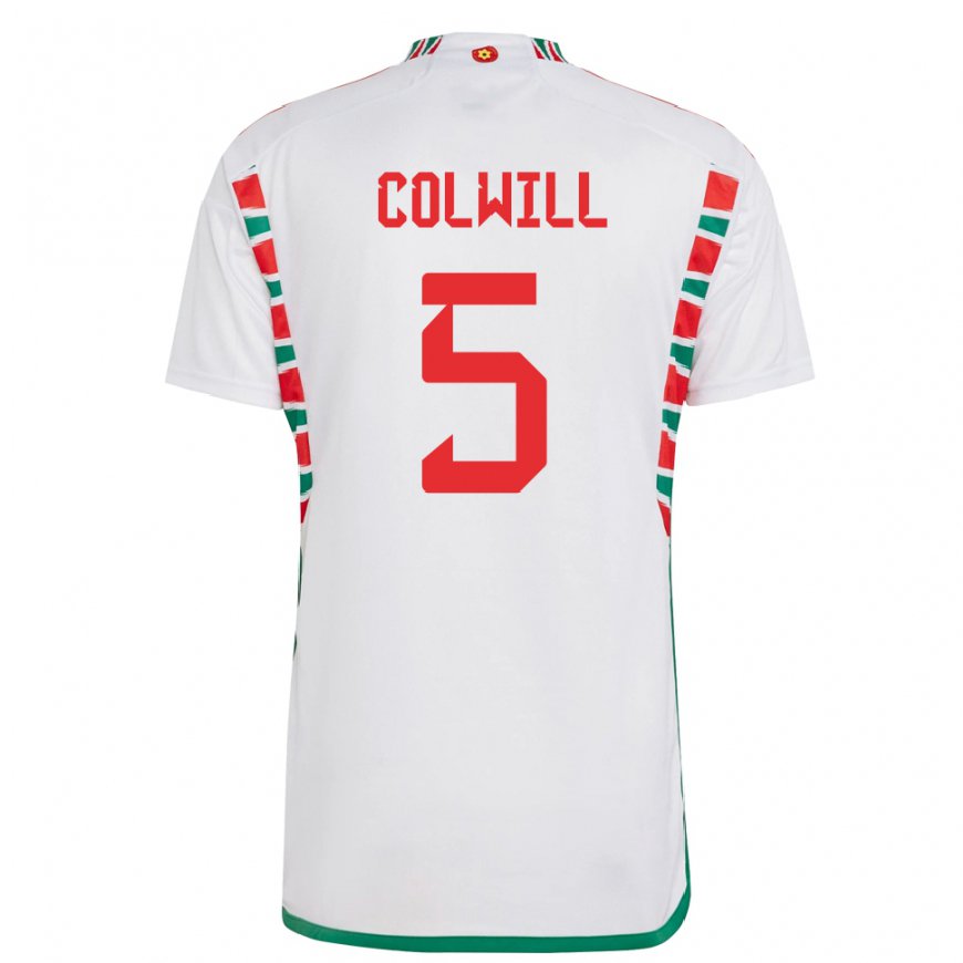 Kandiny Lapset Walesin Rubin Colwill #5 Valkoinen Vieraspaita 22-24 Lyhythihainen Paita T-paita