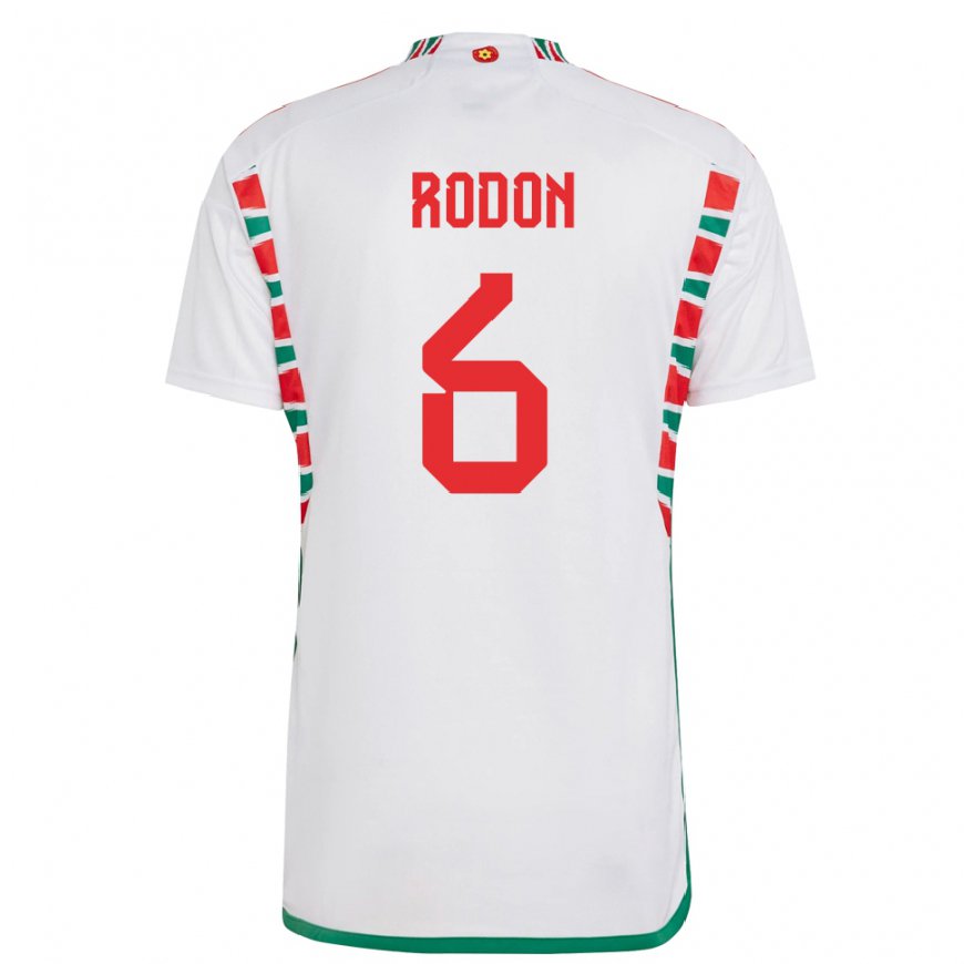 Kandiny Lapset Walesin Joe Rodon #6 Valkoinen Vieraspaita 22-24 Lyhythihainen Paita T-paita