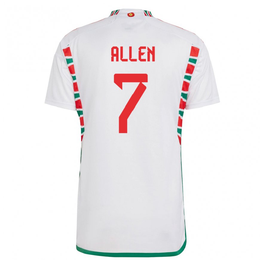 Kandiny Lapset Walesin Joe Allen #7 Valkoinen Vieraspaita 22-24 Lyhythihainen Paita T-paita