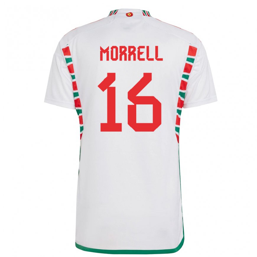 Kandiny Lapset Walesin Joe Morrell #16 Valkoinen Vieraspaita 22-24 Lyhythihainen Paita T-paita