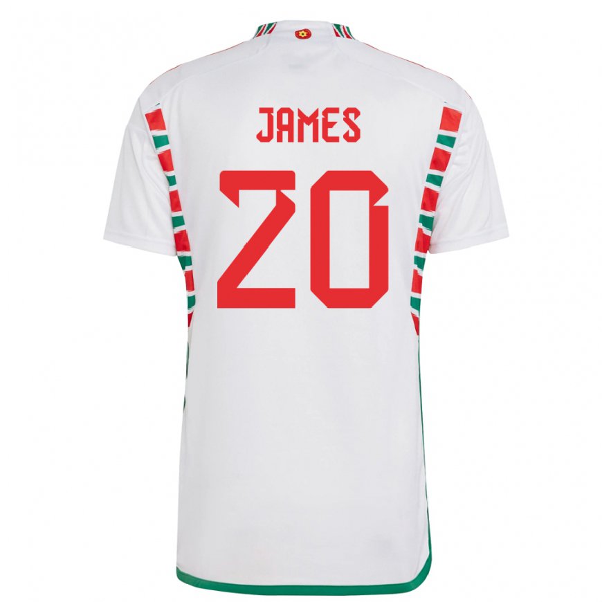 Kandiny Lapset Walesin Daniel James #20 Valkoinen Vieraspaita 22-24 Lyhythihainen Paita T-paita