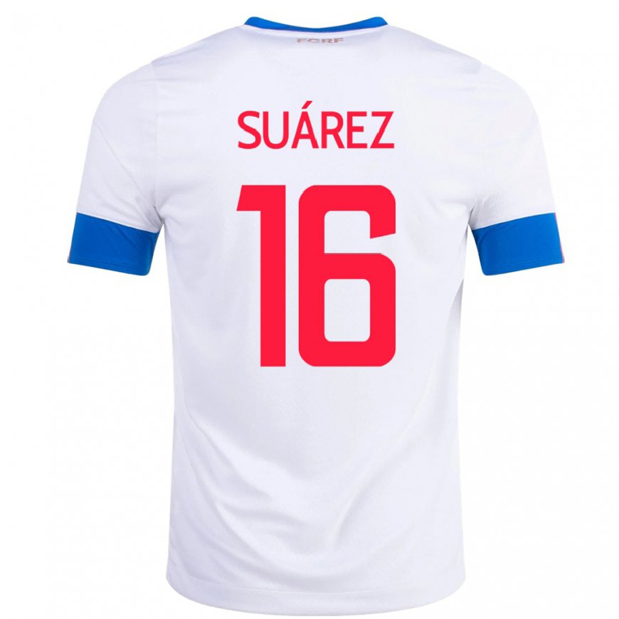 Kandiny Lapset Costa Rican Aaron Suarez #16 Valkoinen Vieraspaita 22-24 Lyhythihainen Paita T-paita