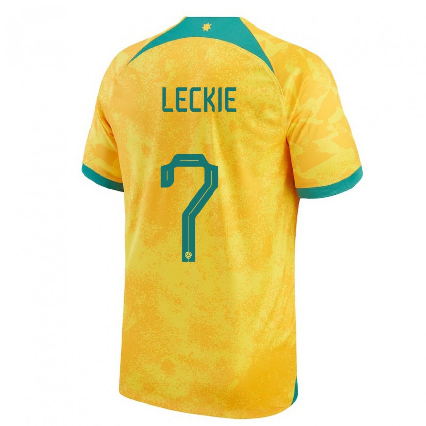 Kandiny Miesten Australian Mathew Leckie #7 Kultainen Kotipaita 22-24 Lyhythihainen Paita T-paita