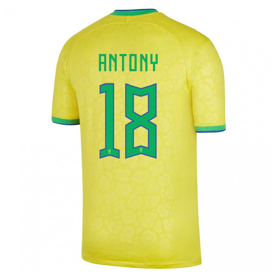 Kandiny Miesten Brasilian Antony #18 Keltainen Kotipaita 22-24 Lyhythihainen Paita T-paita