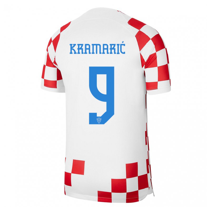 Kandiny Miesten Kroatian Andrej Kramaric #9 Punainen Valkoinen Kotipaita 22-24 Lyhythihainen Paita T-paita