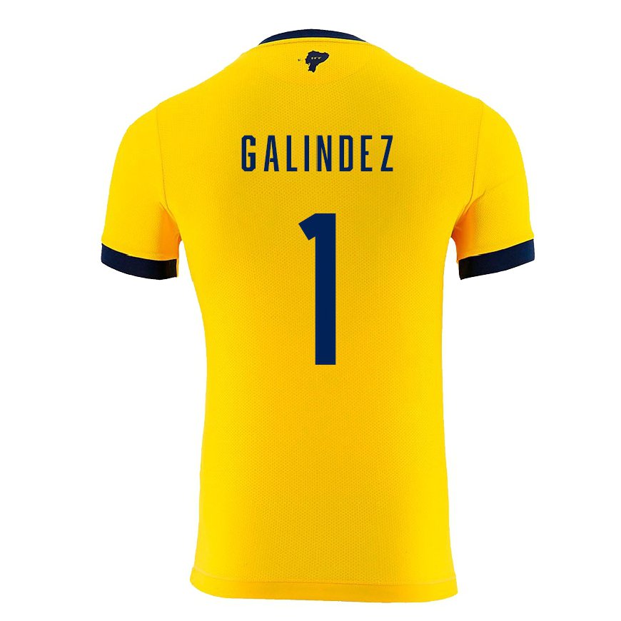 Kandiny Miesten Ecuadorin Hernan Galindez #1 Keltainen Kotipaita 22-24 Lyhythihainen Paita T-paita