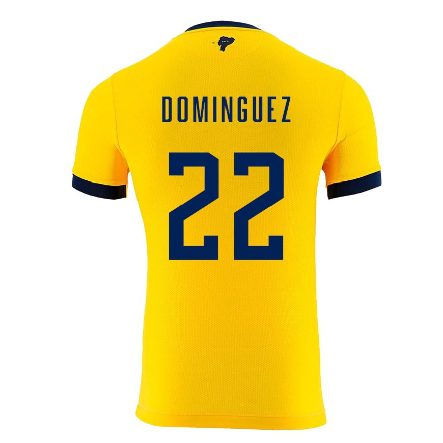 Kandiny Miesten Ecuadorin Alexander Dominguez #22 Keltainen Kotipaita 22-24 Lyhythihainen Paita T-paita