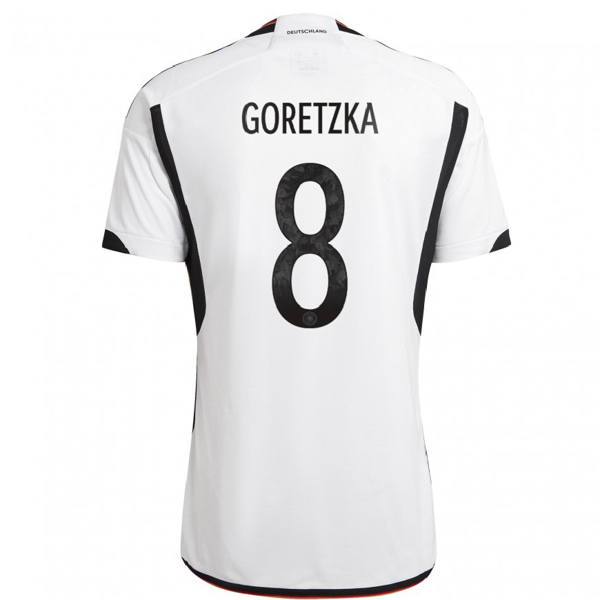 Kandiny Miesten Saksan Leon Goretzka #8 Valkoinen Musta Kotipaita 22-24 Lyhythihainen Paita T-paita