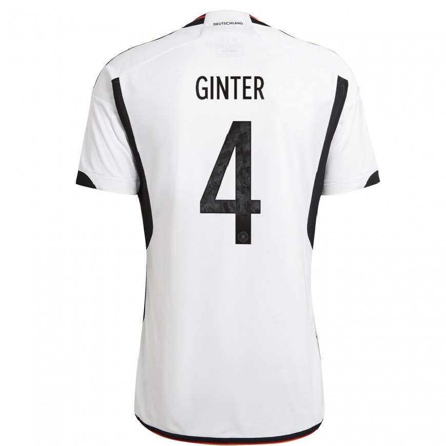 Kandiny Miesten Saksan Matthias Ginter #4 Valkoinen Musta Kotipaita 22-24 Lyhythihainen Paita T-paita