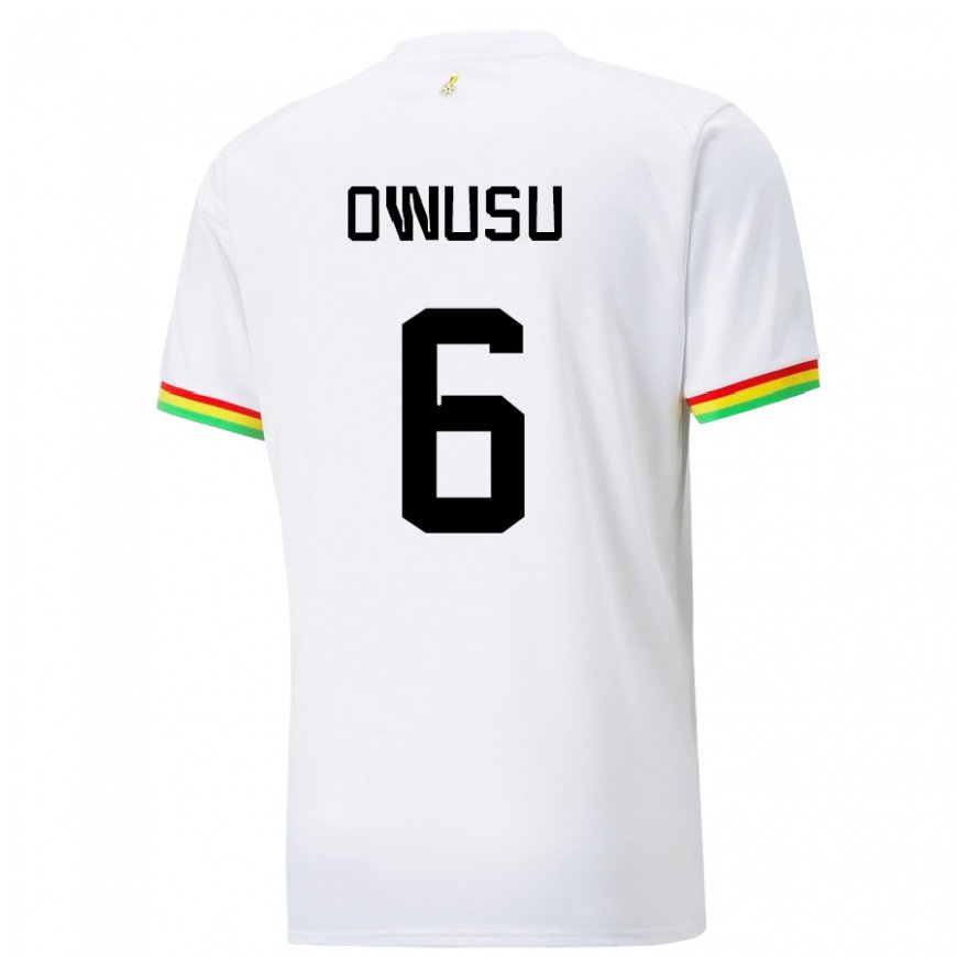 Kandiny Miesten Ghanan Elisha Owusu #6 Valkoinen Kotipaita 22-24 Lyhythihainen Paita T-paita