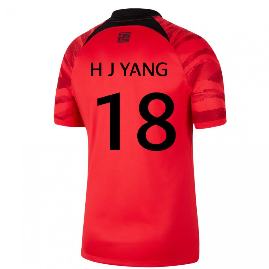 Kandiny Miesten Etelä-korean Hyun-jun Yang #18 Punamusta Kotipaita 22-24 Lyhythihainen Paita T-paita