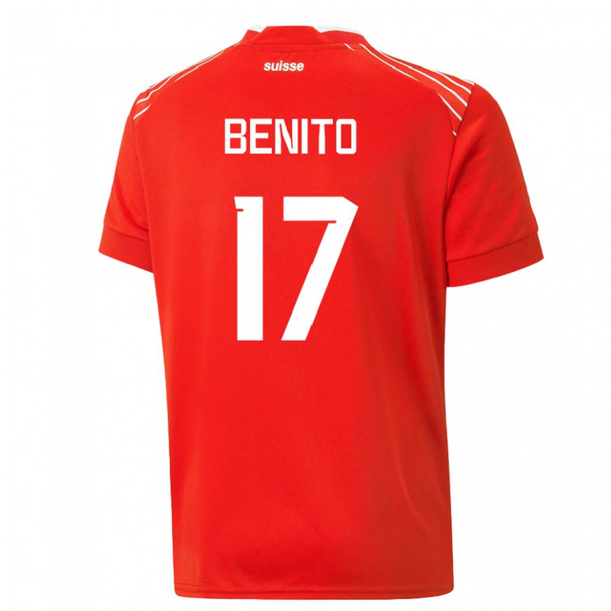 Kandiny Miesten Sveitsin Loris Benito #17 Punainen Kotipaita 22-24 Lyhythihainen Paita T-paita