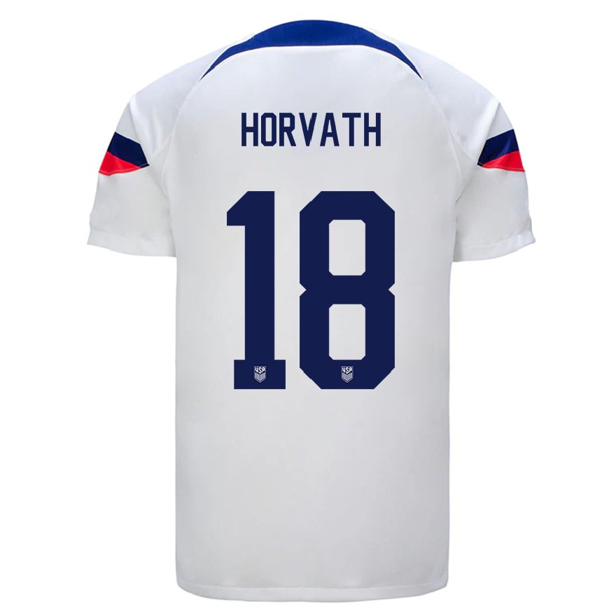 Kandiny Miesten Yhdysvaltain Ethan Horvath #18 Valkoinen Kotipaita 22-24 Lyhythihainen Paita T-paita