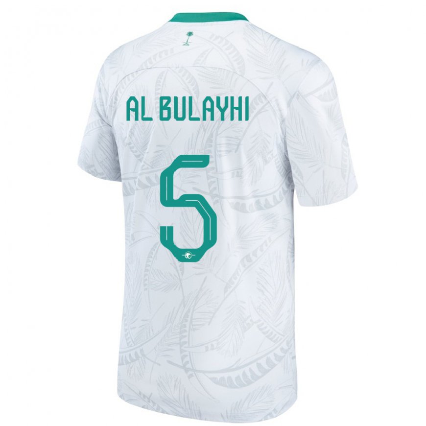 Kandiny Miesten Saudi-arabian Ali Al Bulayhi #5 Valkoinen Kotipaita 22-24 Lyhythihainen Paita T-paita