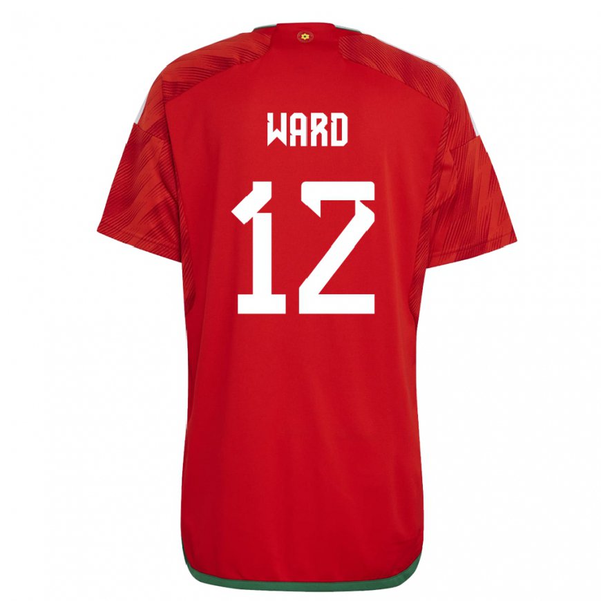 Kandiny Miesten Walesin Danny Ward #12 Punainen Kotipaita 22-24 Lyhythihainen Paita T-paita