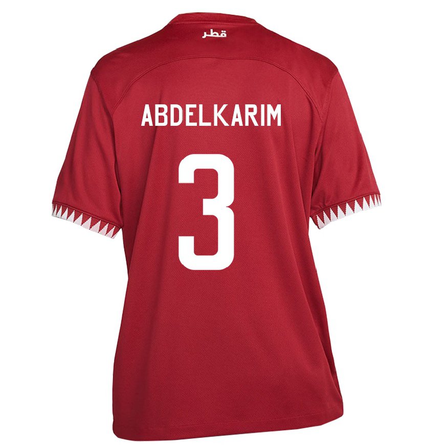 Kandiny Miesten Qatarin Abdelkarim Hassan #3 Kastanjanruskea Kotipaita 22-24 Lyhythihainen Paita T-paita
