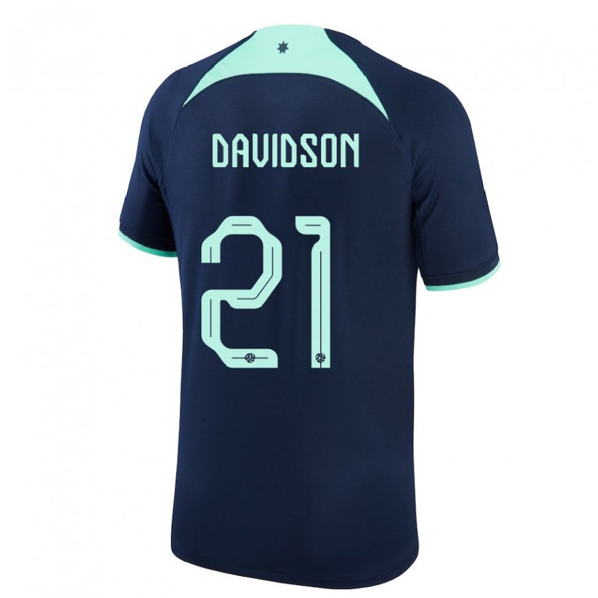 Kandiny Miesten Australian Jason Davidson #21 Tummansininen Vieraspaita 22-24 Lyhythihainen Paita T-paita