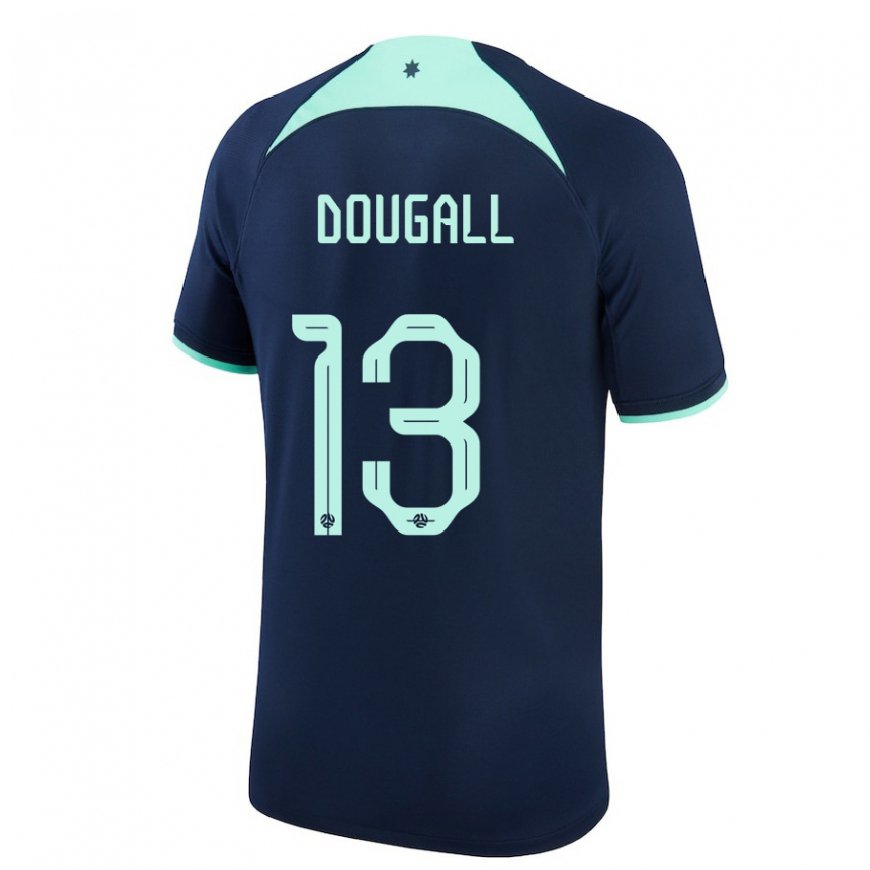 Kandiny Miesten Australian Kenny Dougall #13 Tummansininen Vieraspaita 22-24 Lyhythihainen Paita T-paita