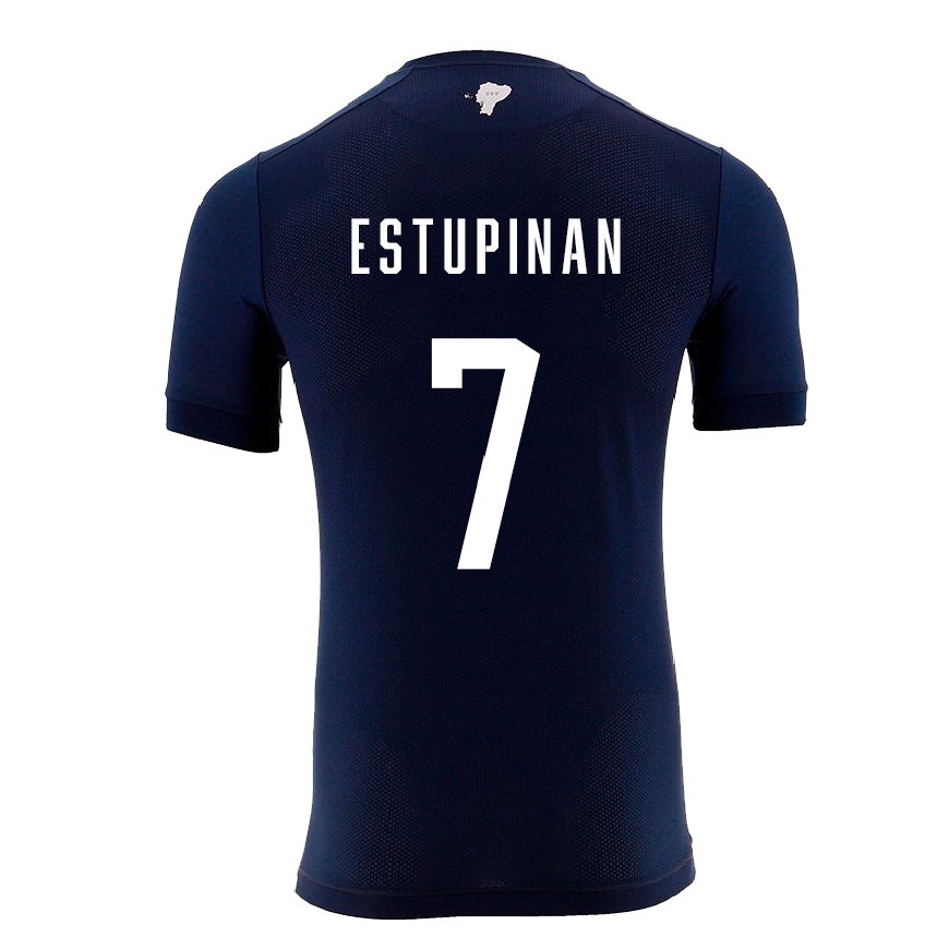 Kandiny Miesten Ecuadorin Pervis Estupinan #7 Laivastonsininen Vieraspaita 22-24 Lyhythihainen Paita T-paita