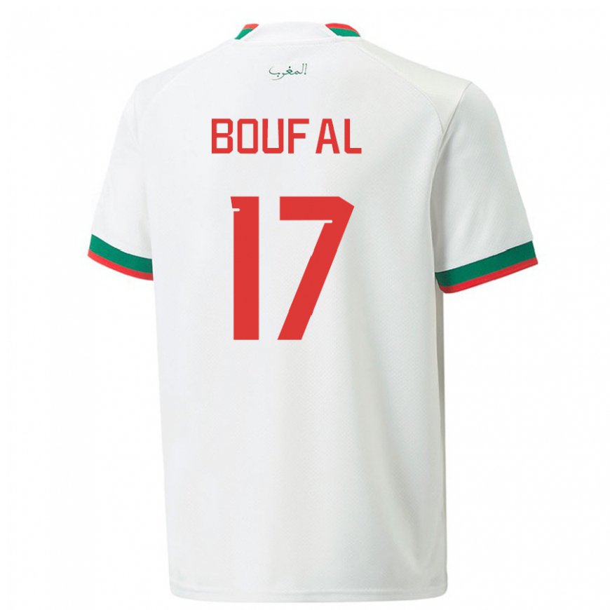 Kandiny Miesten Marokon Sofiane Boufal #17 Valkoinen Vieraspaita 22-24 Lyhythihainen Paita T-paita