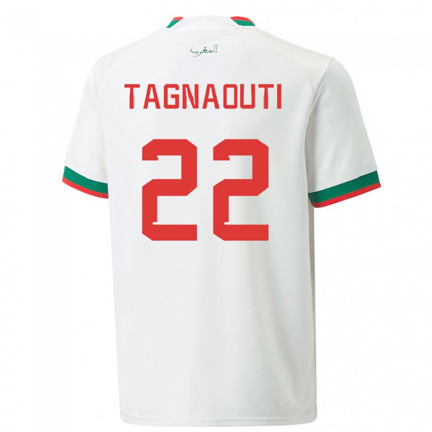 Kandiny Miesten Marokon Ahmed Reda Tagnaouti #22 Valkoinen Vieraspaita 22-24 Lyhythihainen Paita T-paita