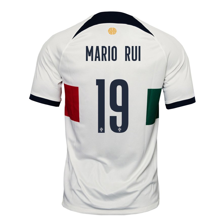 Kandiny Miesten Portugalin Mario Rui #19 Valkoinen Vieraspaita 22-24 Lyhythihainen Paita T-paita
