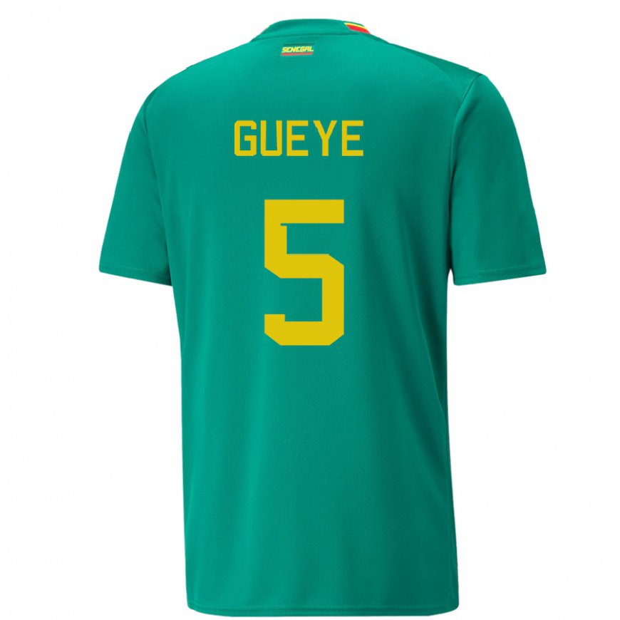 Kandiny Miesten Senegalin Idrissa Gueye #5 Vihreä Vieraspaita 22-24 Lyhythihainen Paita T-paita
