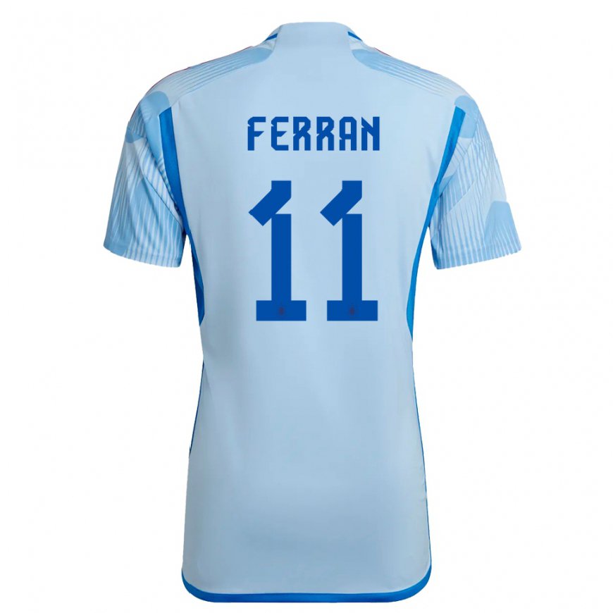 Kandiny Miesten Espanjan Ferran Torres #11 Taivaansininen Vieraspaita 22-24 Lyhythihainen Paita T-paita