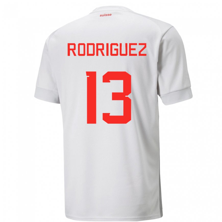 Kandiny Miesten Sveitsin Ricardo Rodriguez #13 Valkoinen Vieraspaita 22-24 Lyhythihainen Paita T-paita