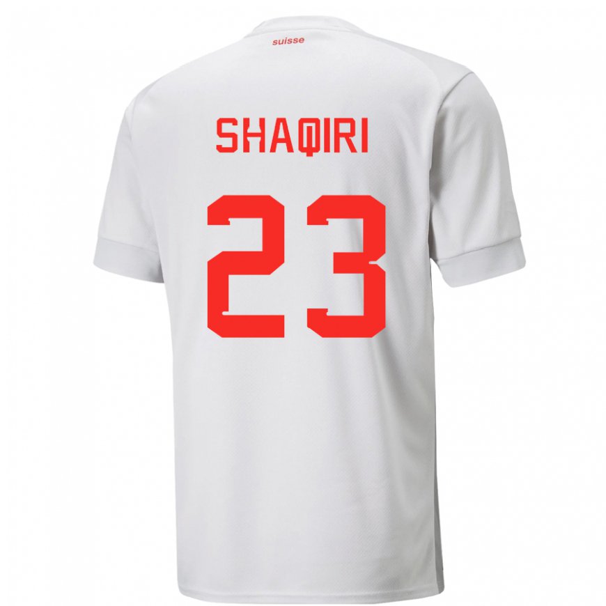 Kandiny Miesten Sveitsin Xherdan Shaqiri #23 Valkoinen Vieraspaita 22-24 Lyhythihainen Paita T-paita