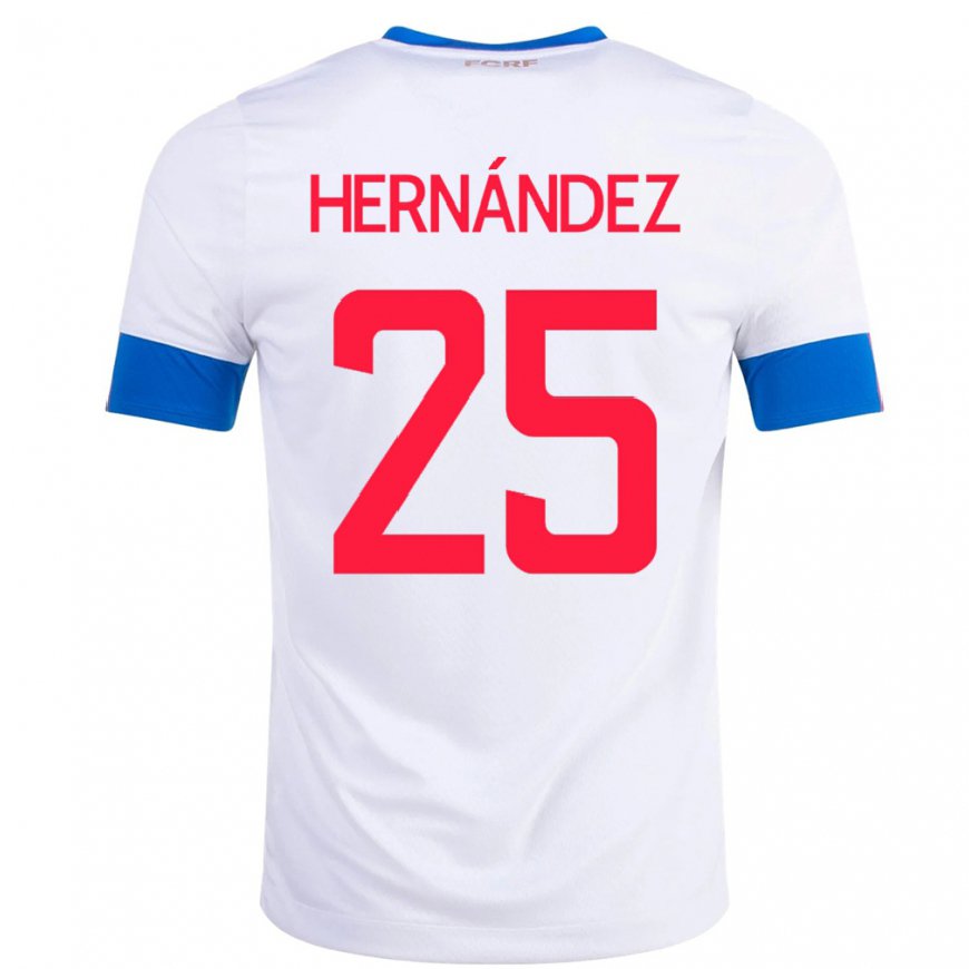 Kandiny Miesten Costa Rican Anthony Hernandez #25 Valkoinen Vieraspaita 22-24 Lyhythihainen Paita T-paita