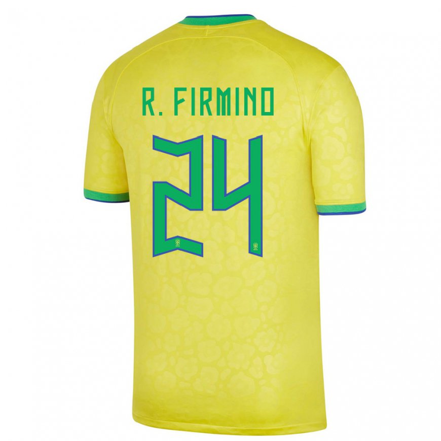 Kandiny Naisten Brasilian Roberto Firmino #24 Keltainen Kotipaita 22-24 Lyhythihainen Paita T-paita