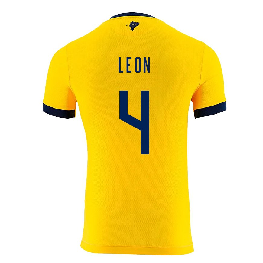 Kandiny Naisten Ecuadorin Fernando Leon #4 Keltainen Kotipaita 22-24 Lyhythihainen Paita T-paita