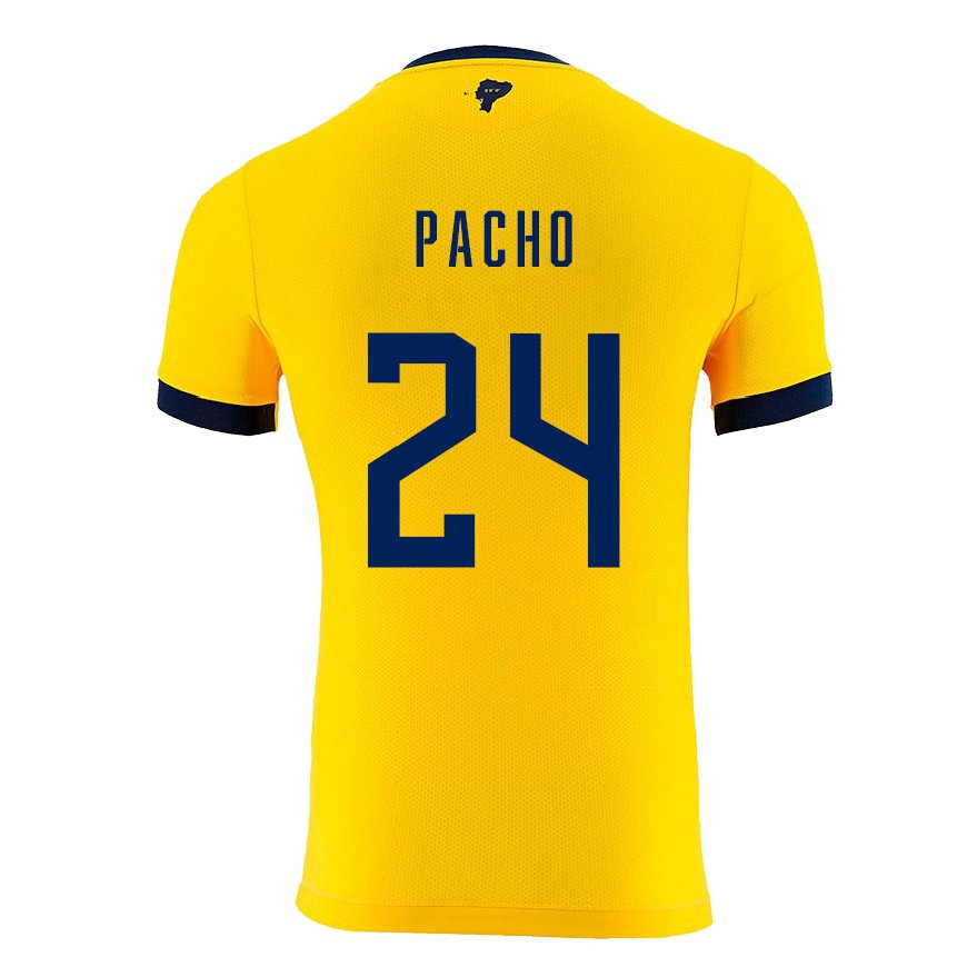 Kandiny Naisten Ecuadorin William Pacho #24 Keltainen Kotipaita 22-24 Lyhythihainen Paita T-paita