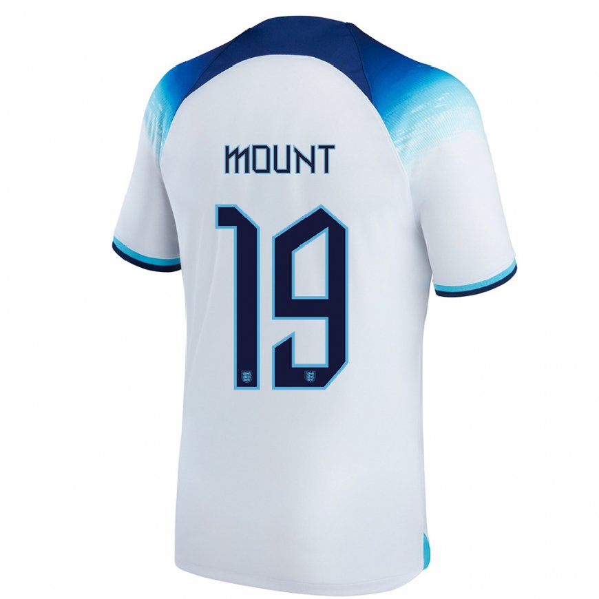 Kandiny Naisten Englannin Mason Mount #19 Valkoinen Sininen Kotipaita 22-24 Lyhythihainen Paita T-paita