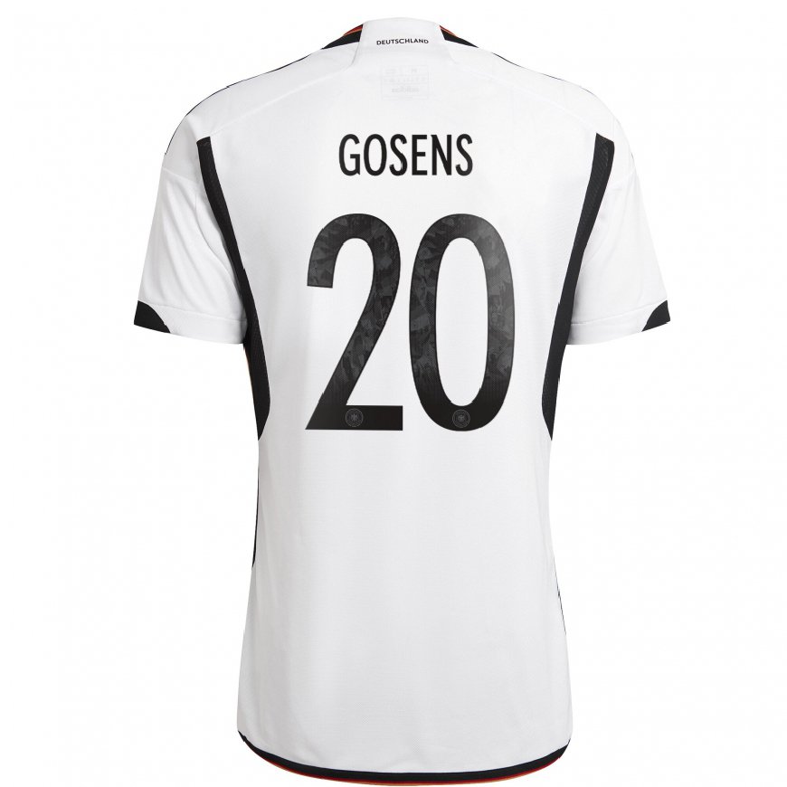 Kandiny Naisten Saksan Robin Gosens #20 Valkoinen Musta Kotipaita 22-24 Lyhythihainen Paita T-paita